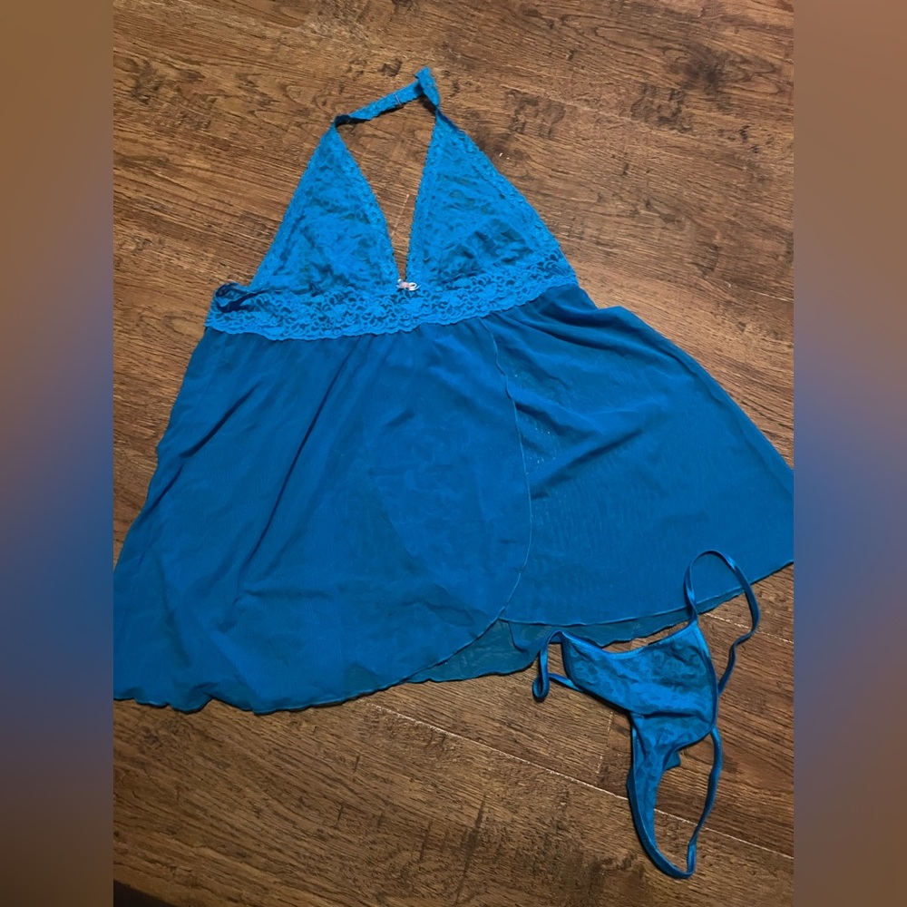 Victoria’s Secret L turquoise fly away lingerie set NEW